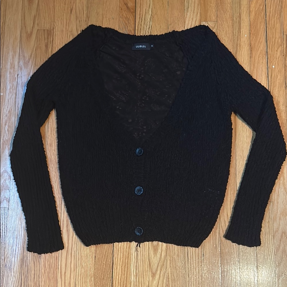 Lilibleu Elegant Black Cardigan Size Small